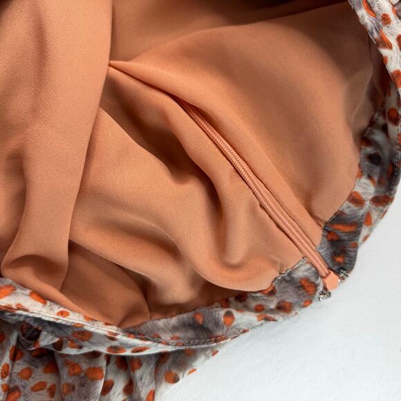 Pleated Skirt Womens Small Leopard Print Fall Colors Midi Skies are Blue - Picture 9 of 11